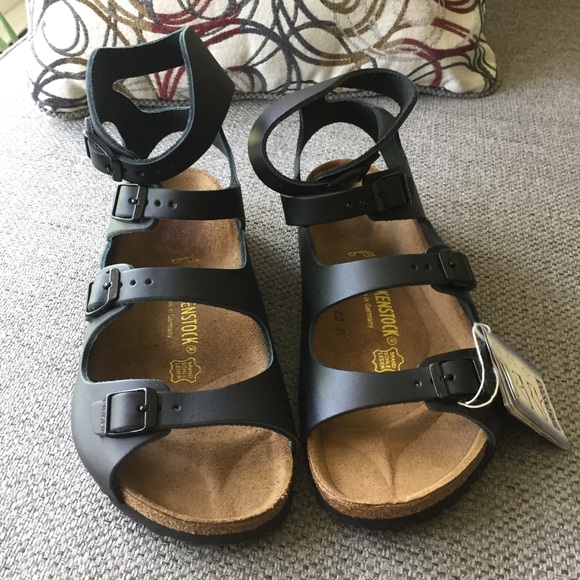 Birkenstock Shoes - Birkenstock Leather Athen Gladiator Black Sandals